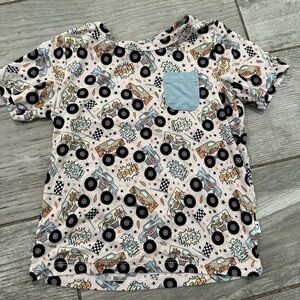 Toddler Monster Truck Print Bamboo Pocket Tee